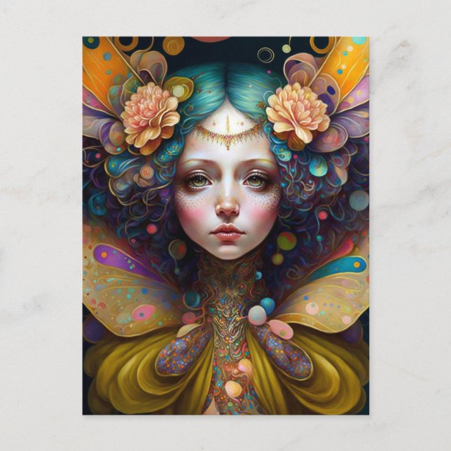 Trippy Fairy Fantasy Art Postkarte (Vorderseite)