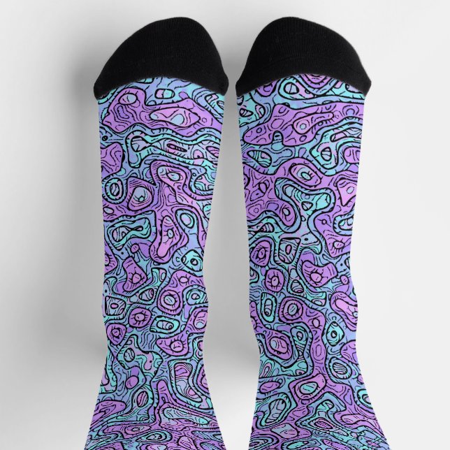 Trippy-farbene Blocksocken Socken (Oben)