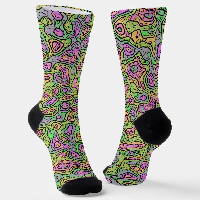 Trippy-farbene Blocksocken Socken (Gewinkelt)