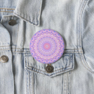 Trippy-farbige, komplizierte Boho-Hippie-Mandala Button