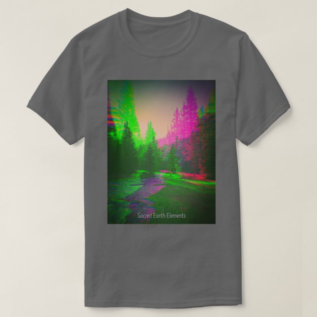 Trippy Forest Psychedelic Nature Mountain Stream H T-Shirt (Design vorne)