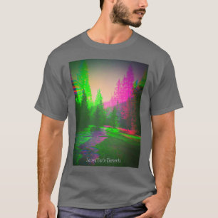 Trippy Forest Psychedelic Nature Mountain Stream H T-Shirt
