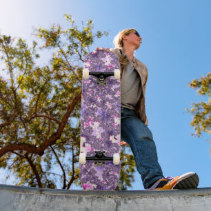 Trippy Funky Boho Groovy Pastel Spiral Fraktal Art Skateboard