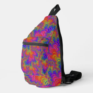 Trippy Funky Bold Abstraktes Rainbow-Fraktal Crossbody Bag