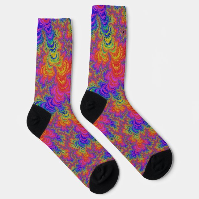 Trippy Funky Knallig Lebendig Regenbogen Abstrakt  Socken (Rechts)