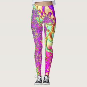 Trippy Funky Lebendige Neon Groovy Acid Trip Frakt Leggings