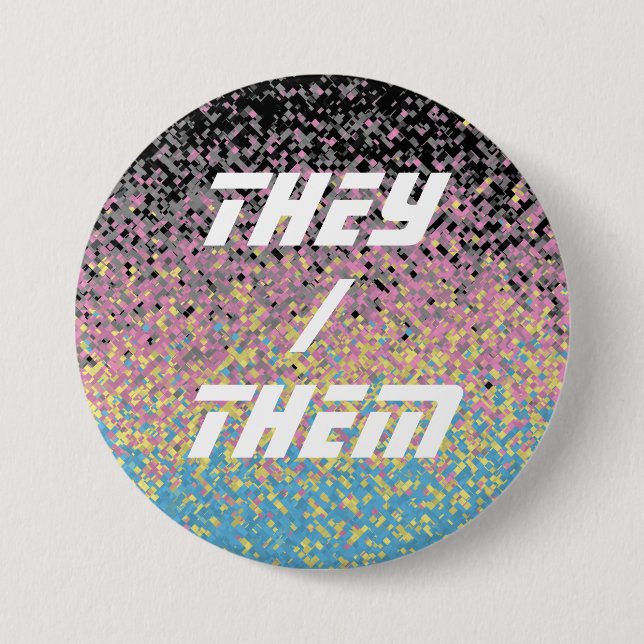 Trippy Funky pixated Polygender Prilag Button (Vorderseite)