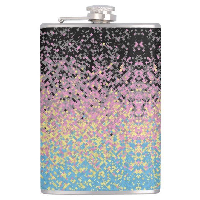 Trippy Funky Pixelated Polygender-Stolz-Flagge Flachmann (Vorderseite)