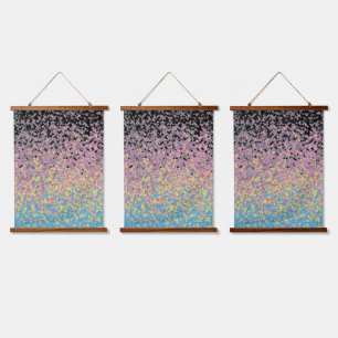 Trippy Funky Pixelated Polygender-Stolzflagge Wandteppich Mit Holzrahmen