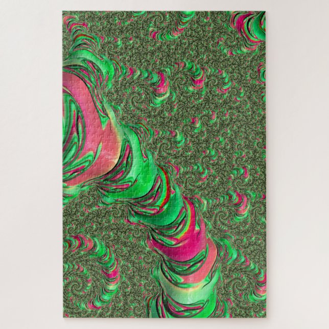 Trippy Funky Psychedelic Groovy Spiral Fraktal Art Puzzle (Vertikal)
