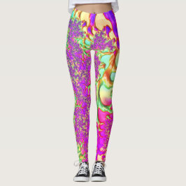 Trippy Funky Vibrany Neon Groovy Acid Trip Fraktal Leggings