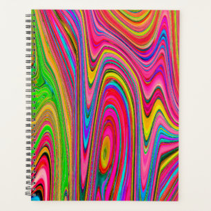 Trippy Gelbe, Rote und Blaue Abstrakte Groovy Kuns Planer