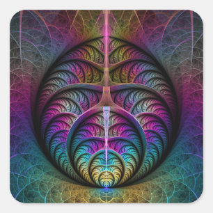 Trippy Gemustert Colorado Abstraktes Fraktal Kunst Quadratischer Aufkleber
