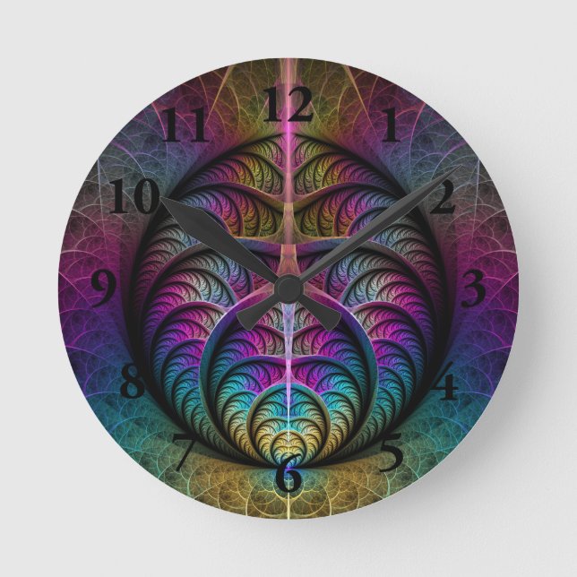Trippy Gemustert Colorado Abstraktes Fraktal Kunst Runde Wanduhr (Vorderseite)