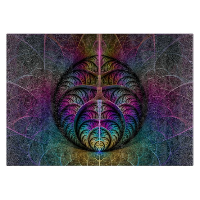 Trippy Gemustert Colorado Abstraktes Fraktal Kunst Schneidebrett (Vorderseite)