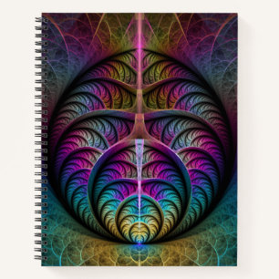 Trippy gemustert farbenfrohe abstrakte Fraktal-Kun Notizbuch