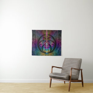 Trippy gemusterte bunte abstrakte Fraktal-Kunst Wandteppich