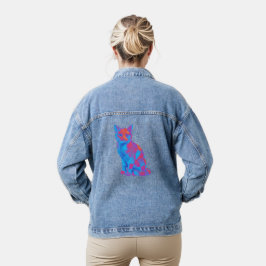 Trippy geometrische Katzenkunst Jeansjacke