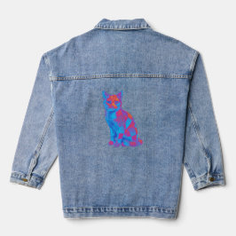 Trippy geometrische Katzenkunst Jeansjacke