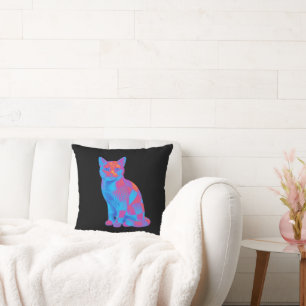 Trippy geometrische Katzenkunst Kissen