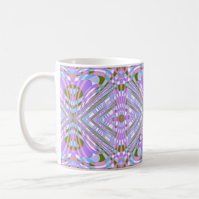 Trippy geometrisches Retro-Abstraktmuster Kaffeetasse (Links)