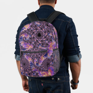 Trippy Groovy Boho Colorful Jewel Tone Fraktal Art Bedruckter Rucksack