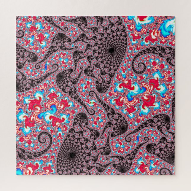 Trippy Groovy Boho Hippie Spiraling Fraktal Art Puzzle (Vertikal)