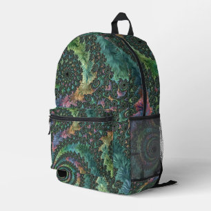 Trippy Groovy Colorful Jewel Tone Fraktal Art Bedruckter Rucksack
