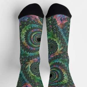 Trippy Groovy Colorful Jewel Tone Fraktal Art Socken