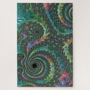Trippy Groovy Farbige Juwel-Ton-Fraktal-Kunst Puzzle