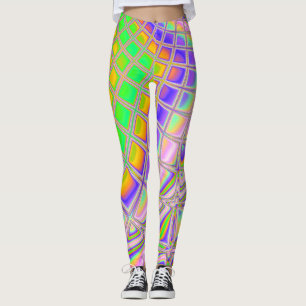Trippy Groovy Lebendige Abstrakte Digitale Fraktal Leggings