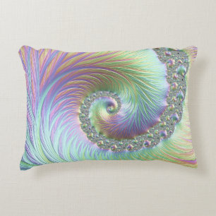 Trippy Groovy Pastel Rainbow Spirale Fraktal Art Dekokissen