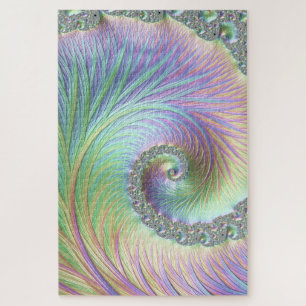 Trippy Groovy Pastel Rainbow Spirale Fraktal Art Puzzle