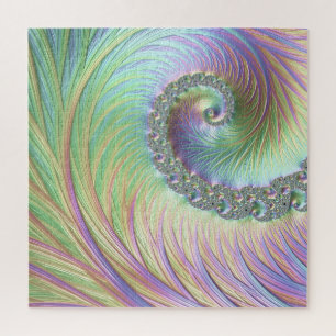 Trippy Groovy Pastel Rainbow Spirale Fraktal Art Puzzle