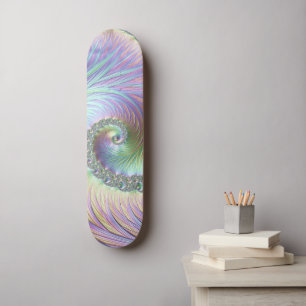 Trippy Groovy Pastel Rainbow Spirale Fraktal Art Skateboard
