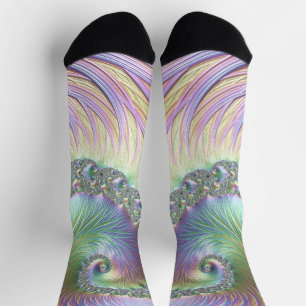 Trippy Groovy Pastel Rainbow Spirale Fraktal Art Socken