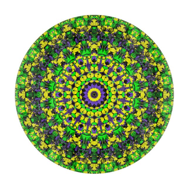 Trippy Groovy Retro Hippie Colorful Mandala Art Schneidebrett (Vorderseite)