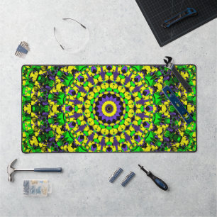 Trippy Groovy Retro Hippie farbenfrohe Mandala-Kun Schreibtischunterlage