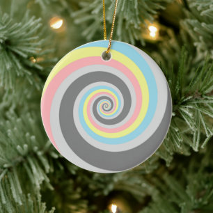 Trippy Groovy Spiral Abstraktes Demiflux-Stolz-Fla Keramik Ornament
