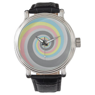 Trippy Groovy Spiral Abstraktes Demiflux-Stolzflag Armbanduhr
