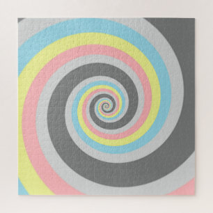 Trippy Groovy Spiral Abstraktes Demiflux-Stolzflag Puzzle