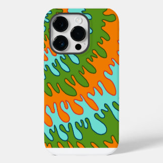 Trippy Grün Orange Flüssigkeit-Tropfen-Streifen Y2 Case-Mate iPhone 14 Pro Hülle
