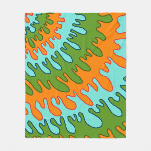 Trippy Grün Orange Flüssigkeit-Tropfen-Streifen Y2 Fleecedecke