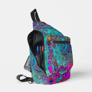 Trippy Himmelblau Abstrakt Retro Flüssigkeitswirbe Crossbody Bag