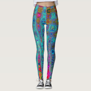 Trippy Himmelblau Abstrakte Retro Atomwellen Leggings