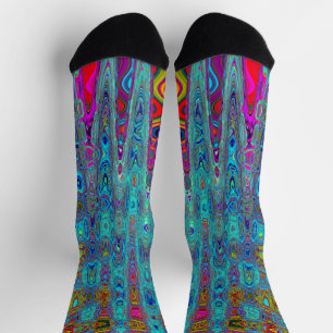 Trippy Himmelblau Abstrakte Retro-Atomwellen Socken