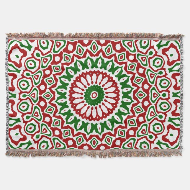 Trippy Hippie Groovy Boho Funky Christmas Mandala Decke (Vorderseite)