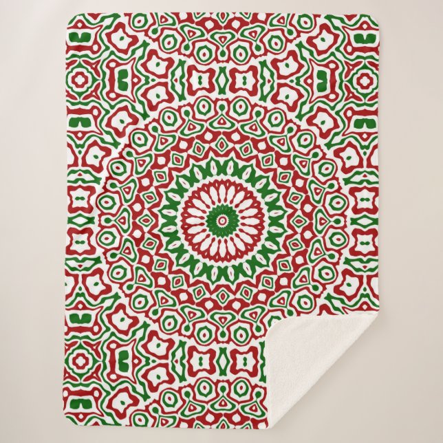 Trippy Hippie Groovy Boho Funky Christmas Mandala Sherpadecke (Vorderseite)
