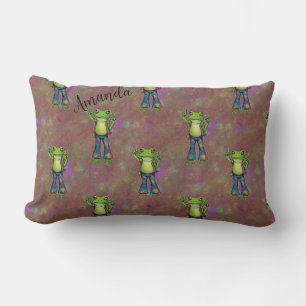 Trippy Hippie Psychedelic Frog Peace Retro Custom Lendenkissen