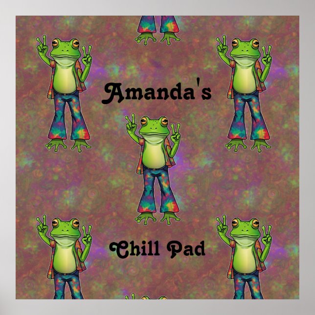 Trippy Hippie Psychedelic Frog Peace Retro Custom Poster (Vorne)